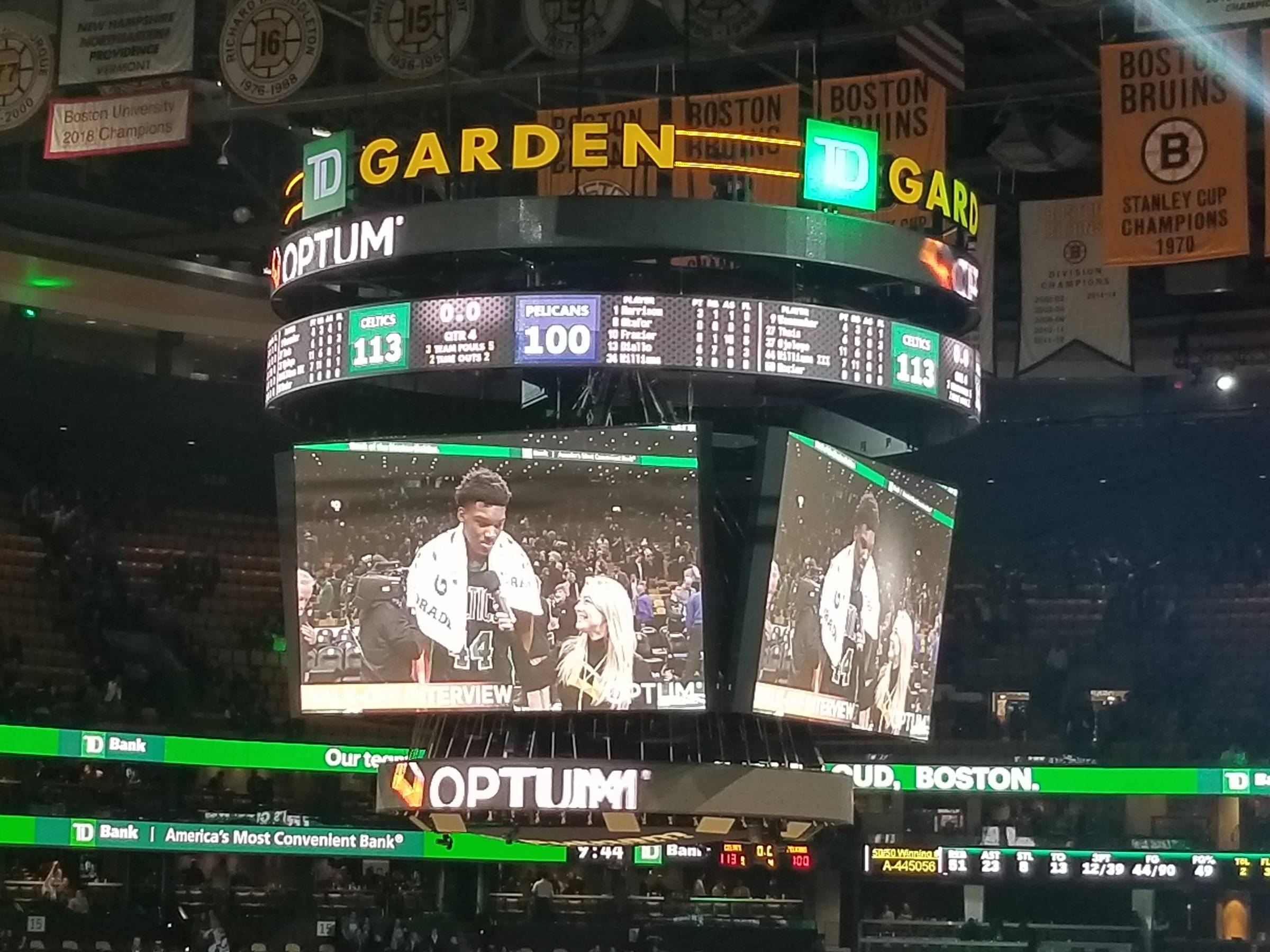 The Videoboard at TD Garden